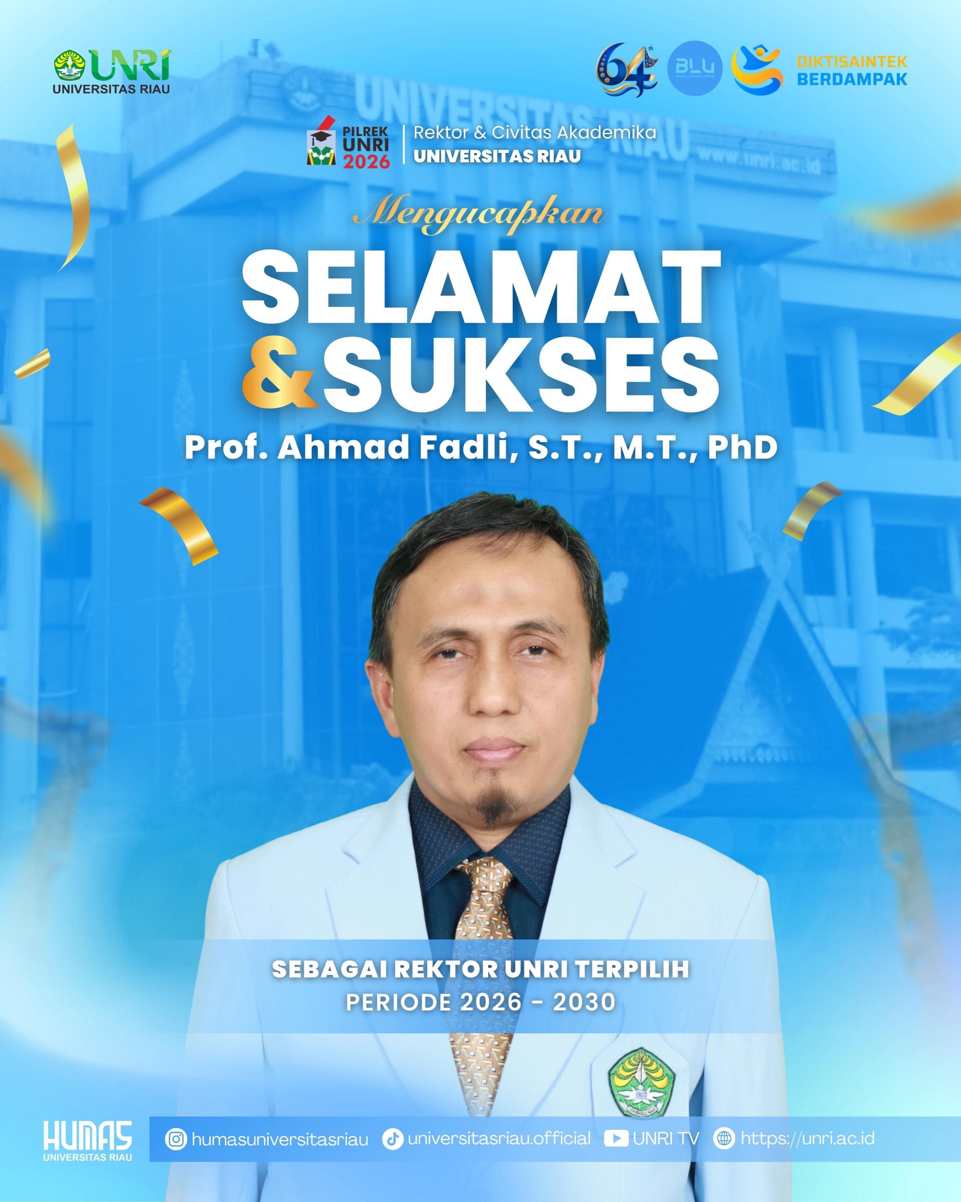 Iklan Selamat Rektor Unri Terpilih 2026